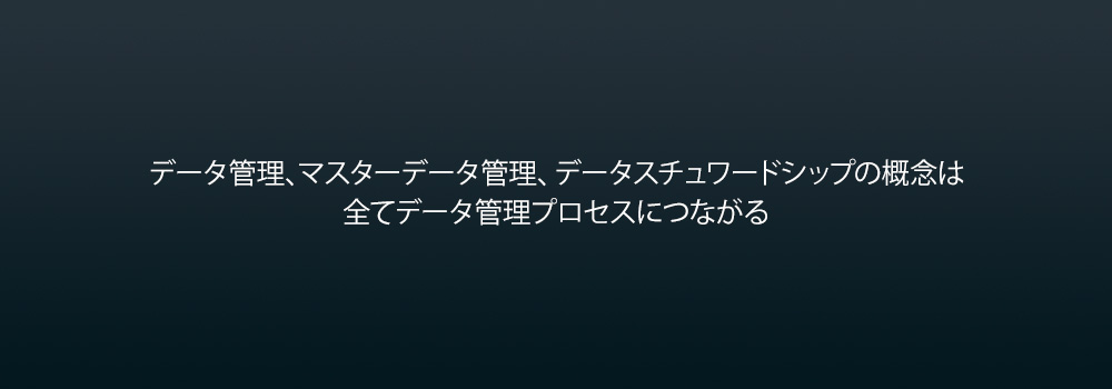 データ管理、マスターデータ管理、データスチュワードシップの概念は 全てデータ管理プロセスにつながる