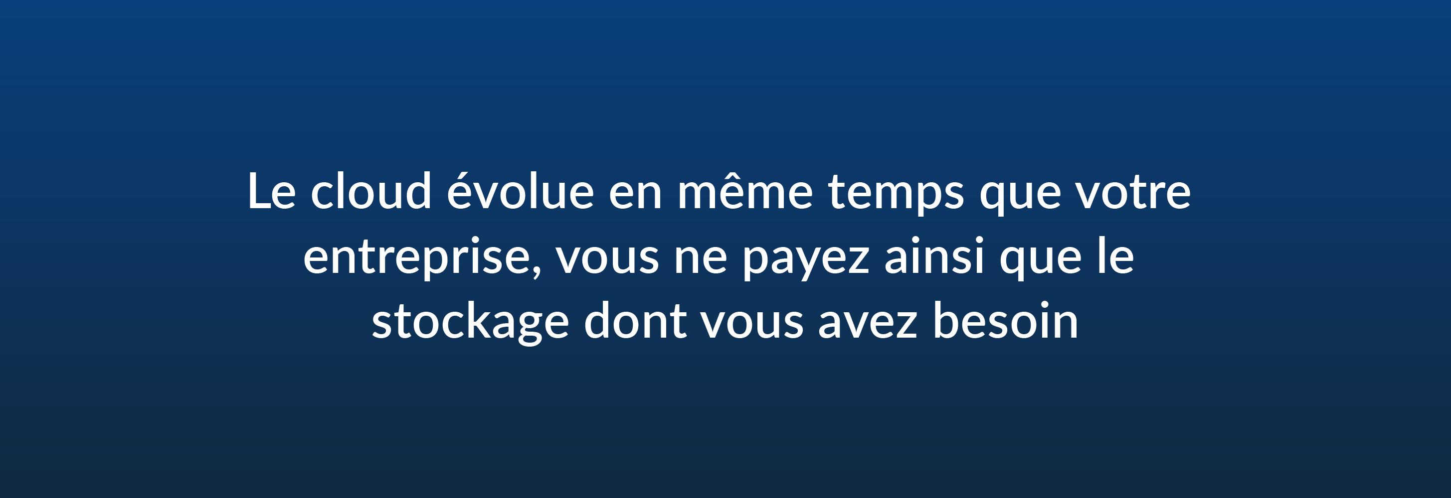 Le cloud évolue en même temps que votre entreprise, vous ne payez ainsi que le stockage dont vous avez besoin