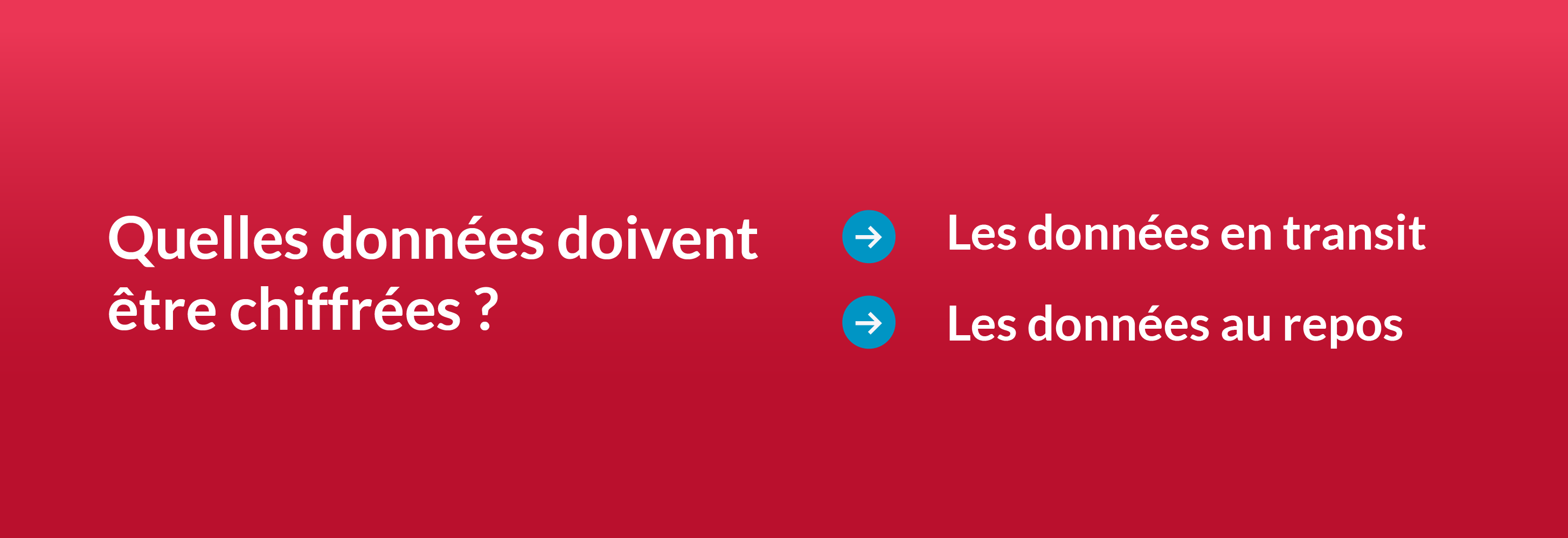 Quelles données doivent être chiffrées ? Les données en transit. Les données au repos.