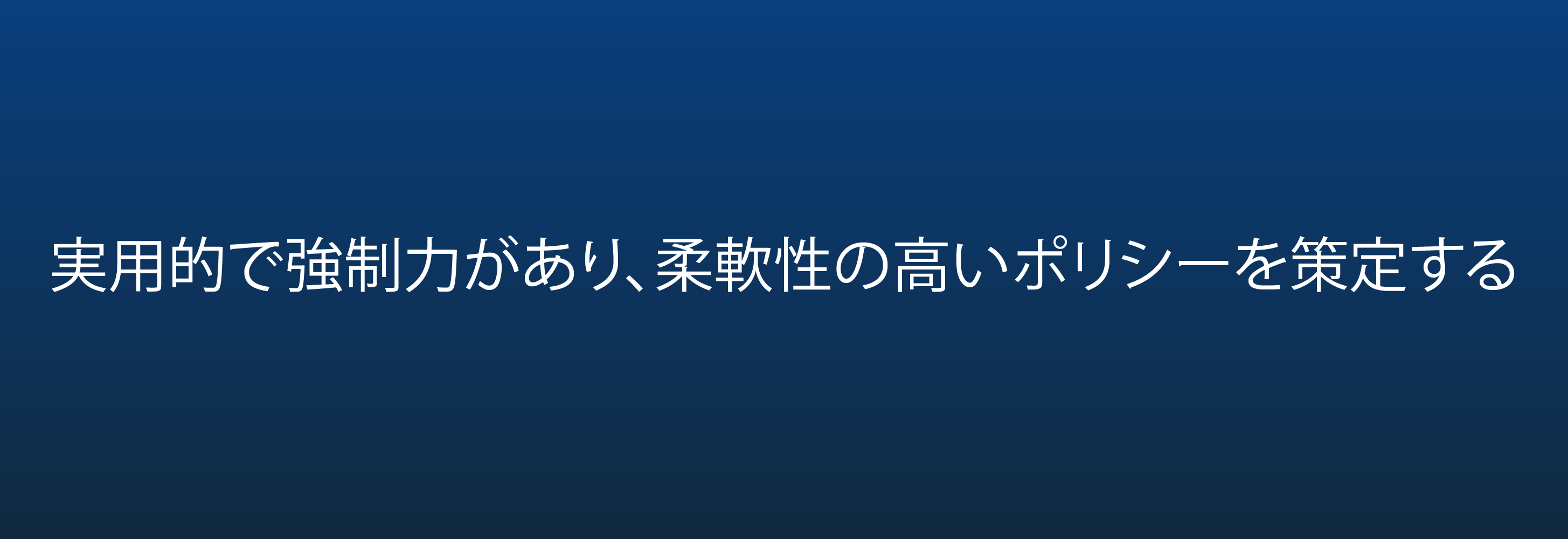 実用的で強制力があり、柔軟性の高いポリシーを策定する