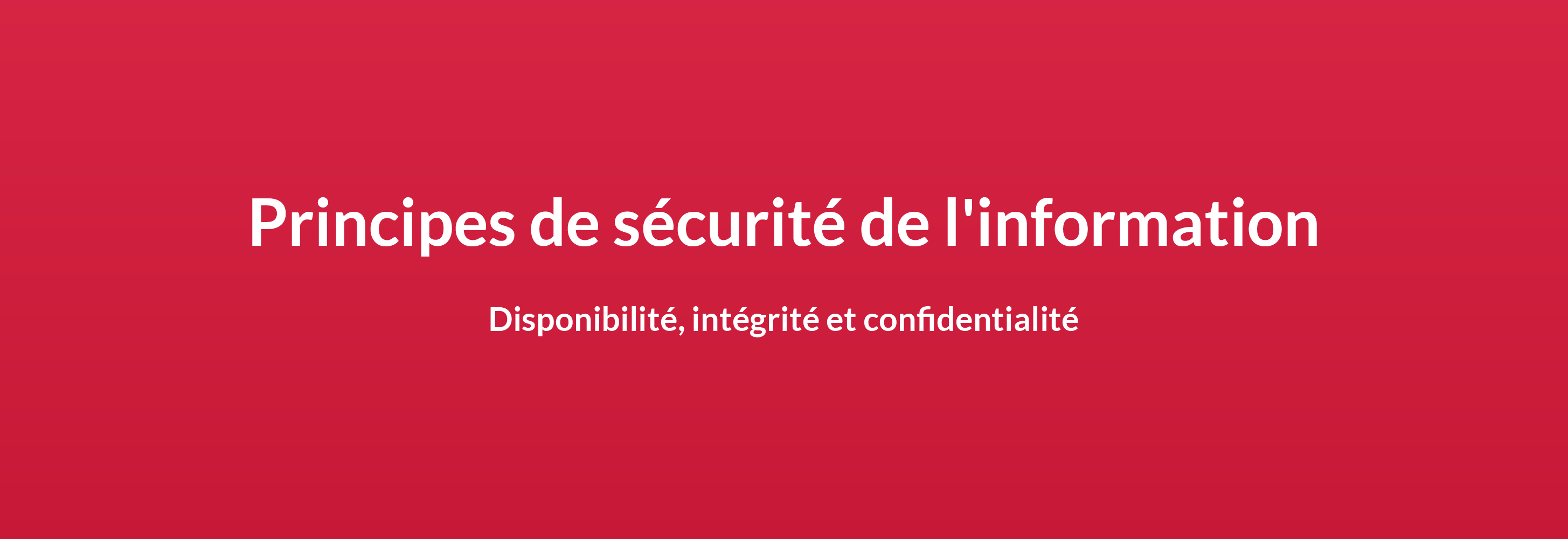 Principes de sécurité de l'information: Disponibilité, intégrité et confidentialité